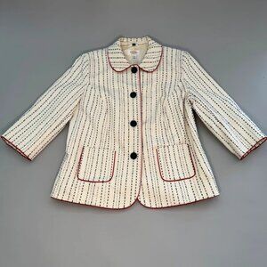 Talbots Blazer (Cream with Navy Dot Dash Stitching and Red Piping)